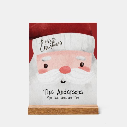 Personalisierter Weihnachtsmann frohe Weihnachten Acrylschild (Vorderseite)