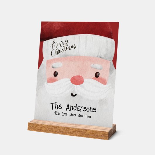 Personalisierter Weihnachtsmann frohe Weihnachten Acrylschild (Winkel)