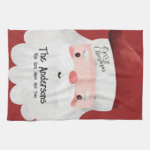 Personalisierter Weihnachtsmann frohe Weihnachten Geschirrtuch (Horizontal)