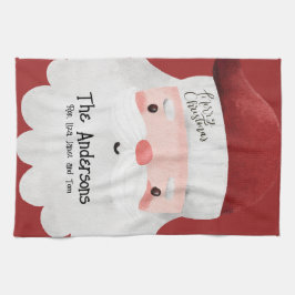 Personalisierter Weihnachtsmann frohe Weihnachten Geschirrtuch