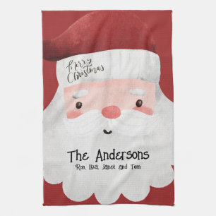 Personalisierter Weihnachtsmann frohe Weihnachten Geschirrtuch