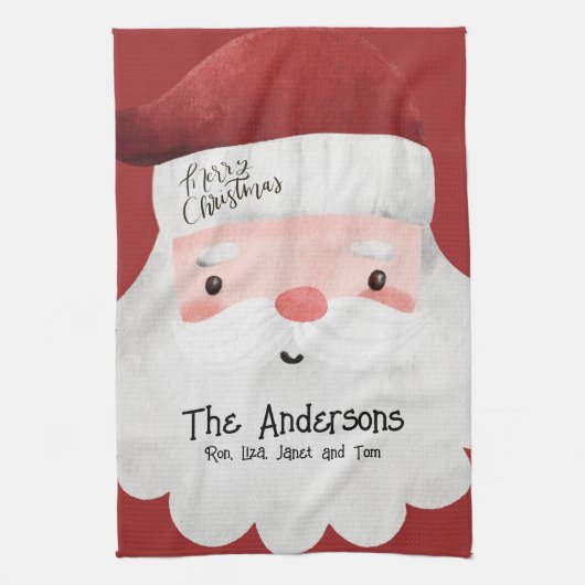 Personalisierter Weihnachtsmann frohe Weihnachten Geschirrtuch (Vertikal)