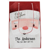 Personalisierter Weihnachtsmann frohe Weihnachten Mittlere Geschenktüte (Rückseite)