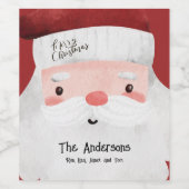 Personalisierter Weihnachtsmann frohe Weihnachten Weinetikett (Einzelnes Label)