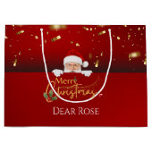 Personalisierter Weihnachtsmann frohe Weihnachtsge Große Geschenktüte (Vorderseite)
