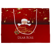 Personalisierter Weihnachtsmann frohe Weihnachtsge Große Geschenktüte (Rückseite)