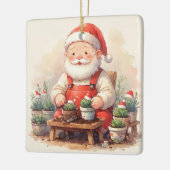Personalisierter Weihnachtsmann-Gärtner-Sukkulente Keramikornament (Links)
