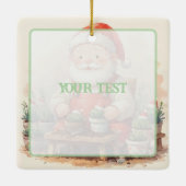 Personalisierter Weihnachtsmann-Gärtner-Sukkulente Keramikornament (Rückseite)
