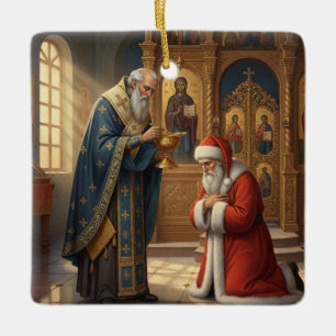 Personalisierter Weihnachtsmann in einer orthodoxe Keramikornament