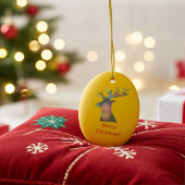 Personalisierter Weihnachtsmann in Rot und Golden Keramik Ornament