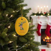 Personalisierter Weihnachtsmann in Rot und Golden Keramik Ornament