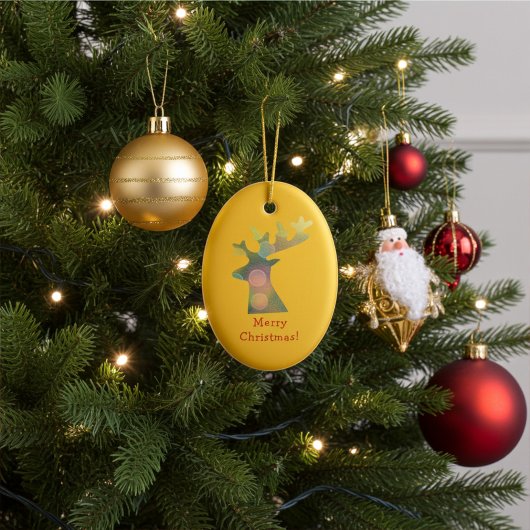 Personalisierter Weihnachtsmann in Rot und Golden Keramik Ornament