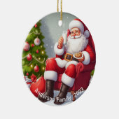 Personalisierter Weihnachtsmann isst Kekse Weihnac Keramik Ornament (Rechts)