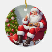 Personalisierter Weihnachtsmann isst Kekse Weihnac Keramik Ornament (Vorne)