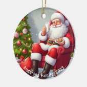 Personalisierter Weihnachtsmann isst Kekse Weihnac Keramik Ornament (Links)