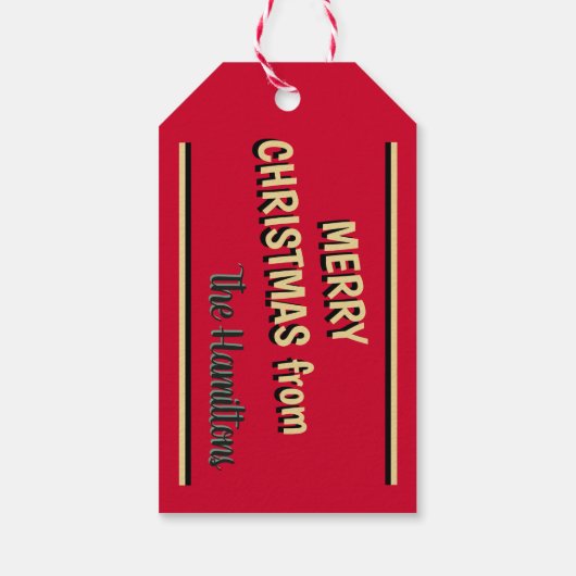 Personalisierter Weihnachtsmann ist hier Retro-Wei Geschenkanhänger (Rückseite)