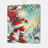 Personalisierter Weihnachtsmann Keramikornament (Links)