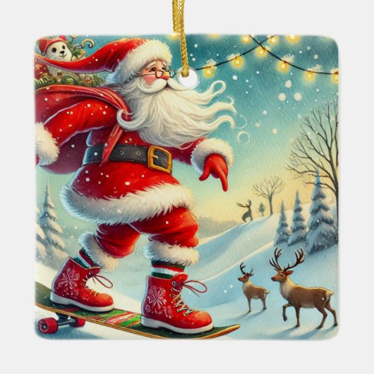 Personalisierter Weihnachtsmann Keramikornament (Vorderseite)