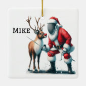 Personalisierter Weihnachtsmann Keramikornament (Rückseite)