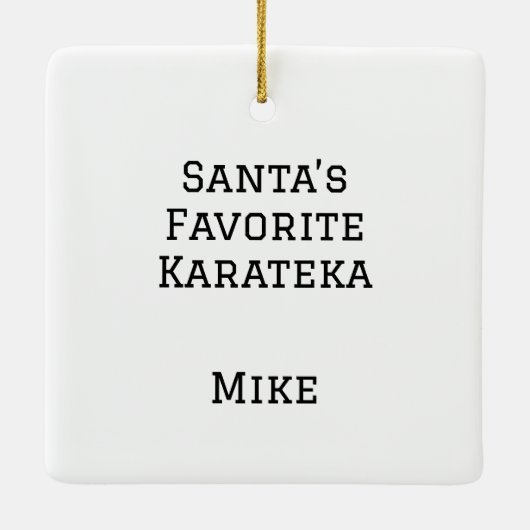 Personalisierter Weihnachtsmann-Lieblingskarateka Keramikornament (Rückseite)