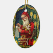 Personalisierter Weihnachtsmann mit Jester Weihnac Keramik Ornament (Links)