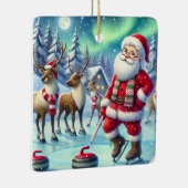 Personalisierter Weihnachtsmann mit seinem Rentier Keramikornament (Rechts)