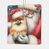 Personalisierter Weihnachtsmann mit Spitz Weihnach Keramikornament (Links)
