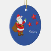 Personalisierter Weihnachtsmann mit Sternen Keramik Ornament (Rechts)