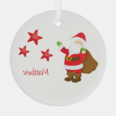 Personalisierter Weihnachtsmann mit Sternen Ornament Aus Glas (Rückseite)