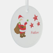 Personalisierter Weihnachtsmann mit Sternen Ornament Aus Glas (Vorderseite Rechts)