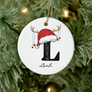 Personalisierter Weihnachtsmann-Monogramm-Schmuck  Keramik Ornament