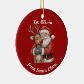 Personalisierter Weihnachtsmann & Reindeer - Weihn Keramik Ornament (Rechts)
