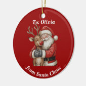 Personalisierter Weihnachtsmann & Reindeer - Weihn Keramik Ornament (Links)