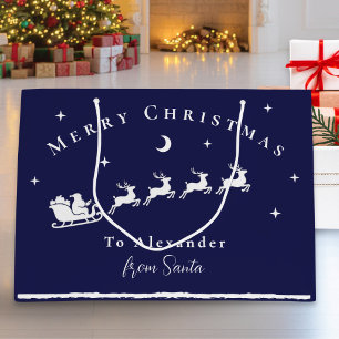 Personalisierter Weihnachtsmann-Schlitten-Rentier Große Geschenktüte
