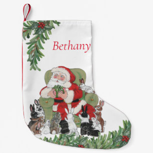 Personalisierter Weihnachtsmann und niedliche Hase Kleiner Weihnachtsstrumpf
