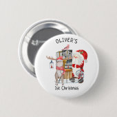 Personalisierter Weihnachtsmann und Rentier Button (Vorne & Hinten)