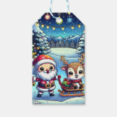 Personalisierter Weihnachtsmann und Rentier Geschenkanhänger (Vorderseite)