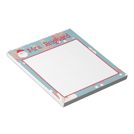 Personalisierter Weihnachtsmann und Rentier Notizblock (angewinkelt)