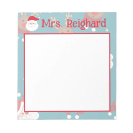 Personalisierter Weihnachtsmann und Rentier Notizblock