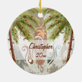 Personalisierter Weihnachtsmann und Surfbretter We Keramik Ornament (Hinten)