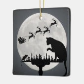 Personalisierter Weihnachtsmann und Vollmondkatze  Keramikornament (Links)