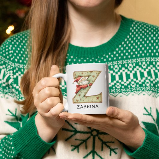 Personalisierter Weihnachtsmann-Weihnachtsmonogram Kaffeetasse