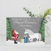 Personalisierter Weihnachtsmarkt und Einhornweihwo Feiertagskarte (Stehend Vorderseite)