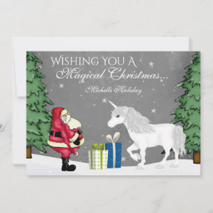 Personalisierter Weihnachtsmarkt und Einhornweihwo Feiertagskarte