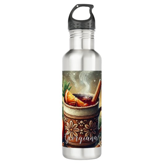 Personalisierter Weihnachtsmarkt Weinwanderwege Ma Edelstahlflasche (Vorderseite)