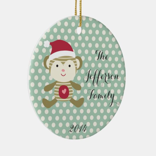 Personalisierter Weihnachtsmonkey Keramikornament (Rechts)