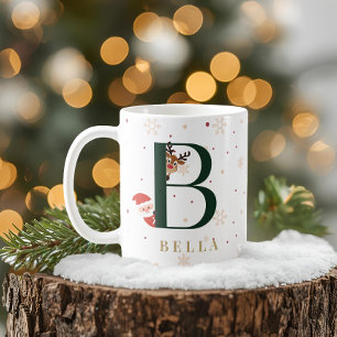 Personalisierter Weihnachtsmonogramm-B-Becher Kaffeetasse