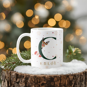 Personalisierter Weihnachtsmonogramm-C-Tasse Kaffeetasse