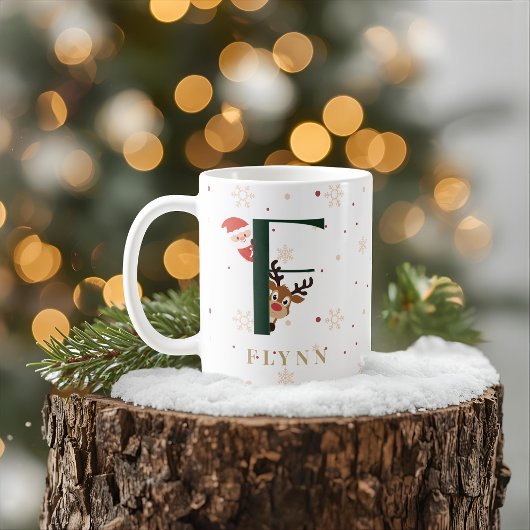 Personalisierter Weihnachtsmonogramm-F-Becher Kaffeetasse
