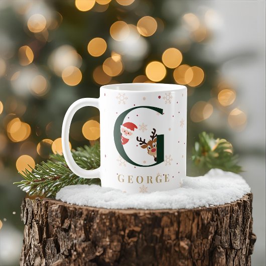 Personalisierter Weihnachtsmonogramm-G-Becher Kaffeetasse